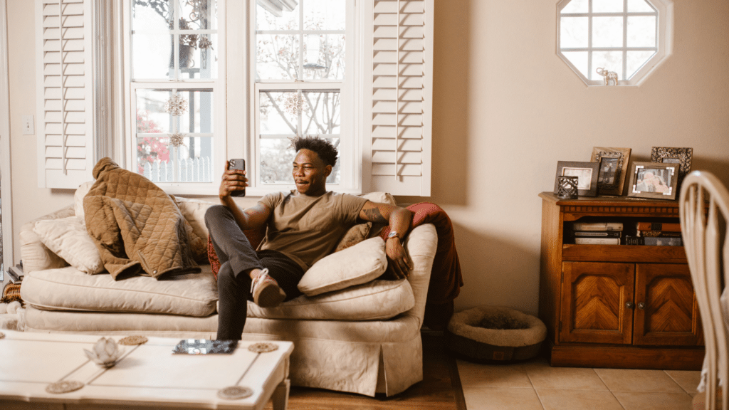Immigration clients using a mobile client app at home